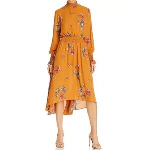 Nanette Lepore Yellow Orange Long Sleeve Mock Neck Sundress